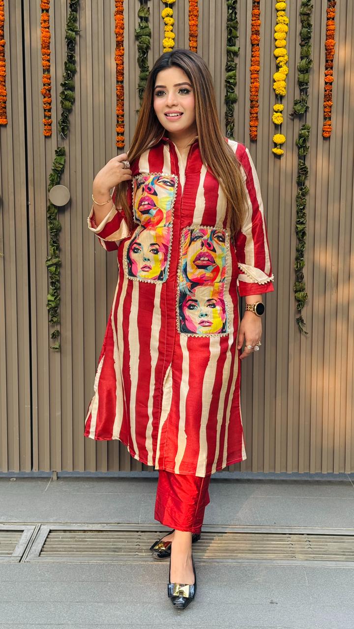 Avenya Suit Set- Red, Pink