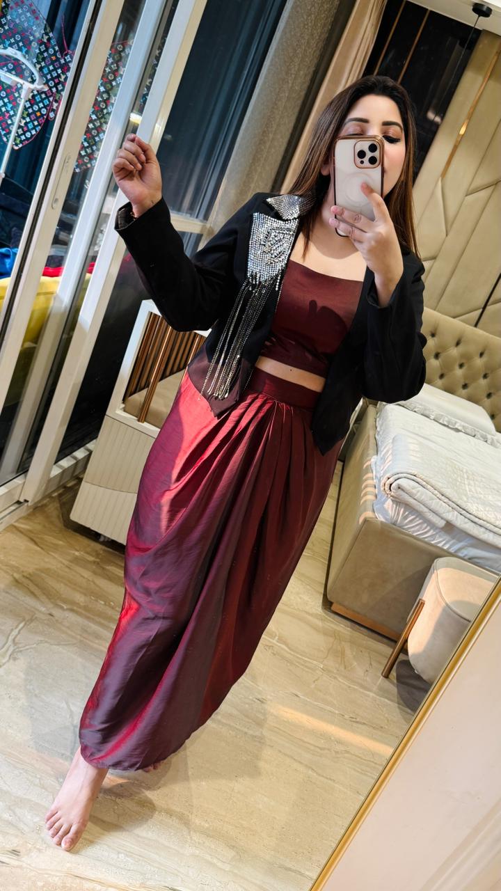 Venyr Skirt Set- Blue, Brown, Pink