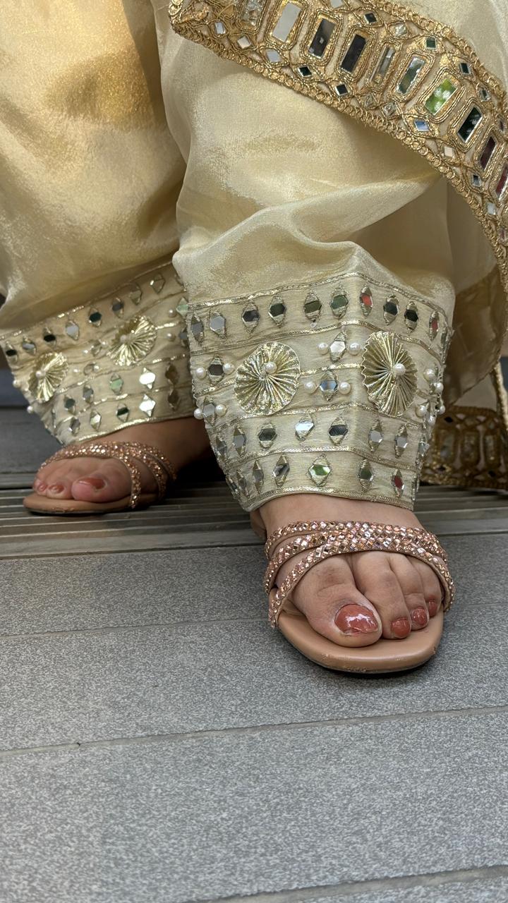 Zarinah Salwar Suit Set- Blue, Beige