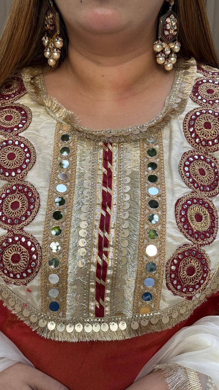 Zaviya Plazo Suit Set- Brown