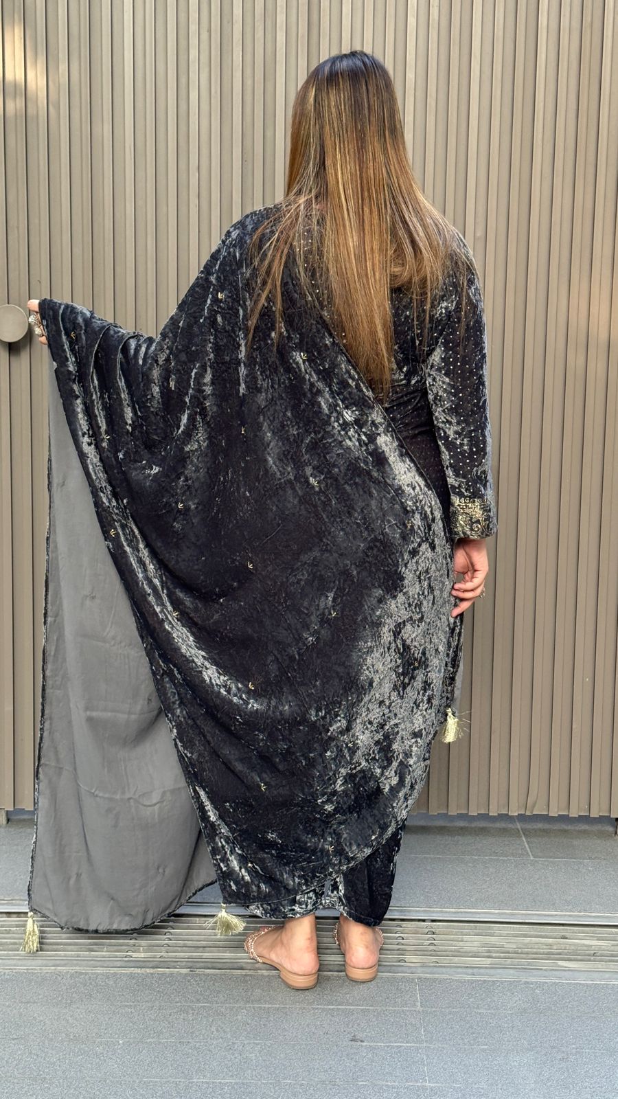 Ruvina Velvet Suit Set- Grey