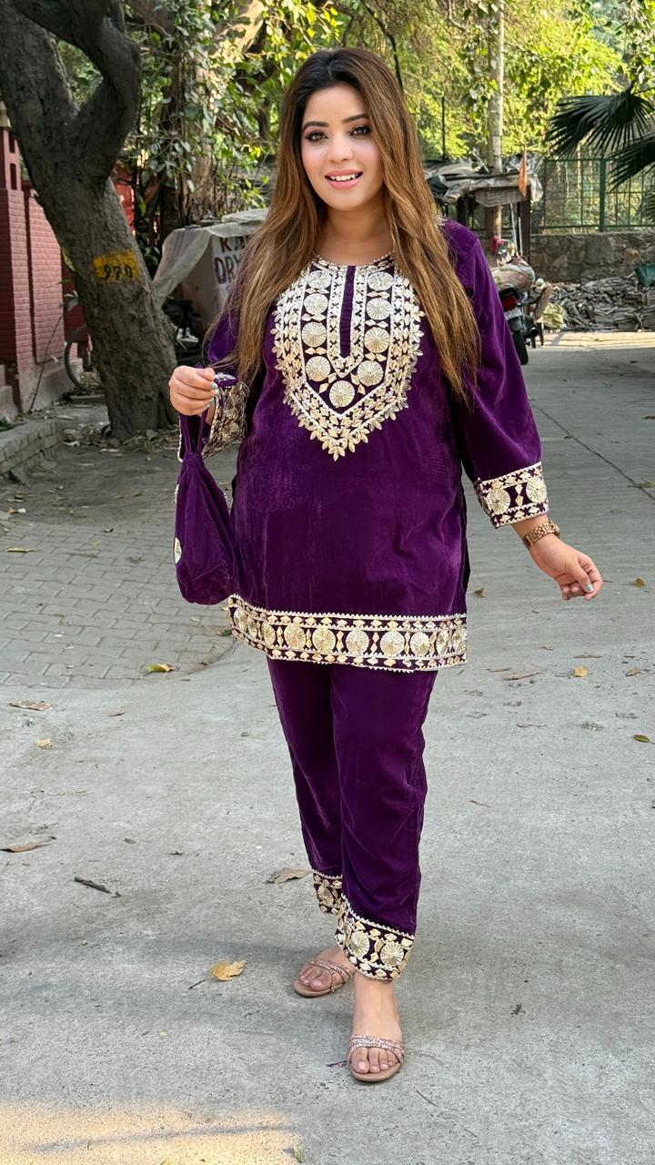 Zarisha Velvet Cordset- Purple, Pink