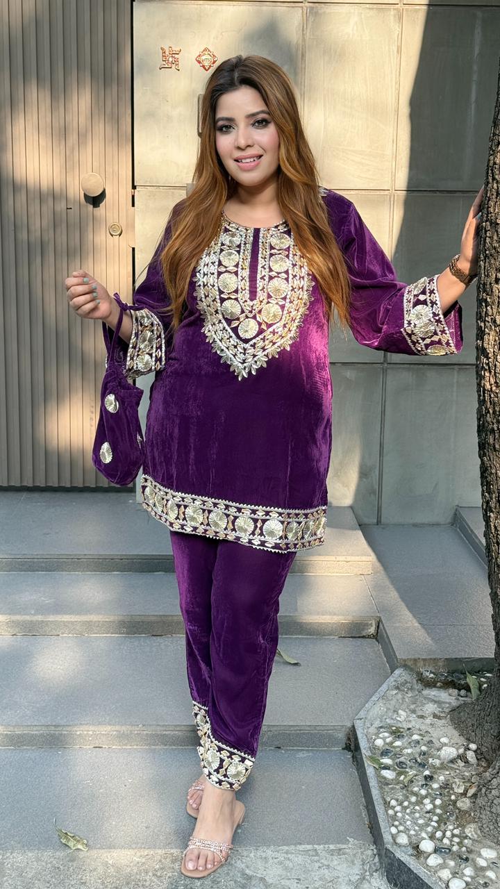 Zarisha Velvet Cordset- Purple, Pink