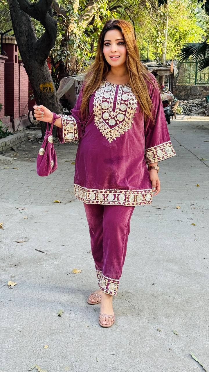 Zarisha Velvet Cordset- Purple, Pink