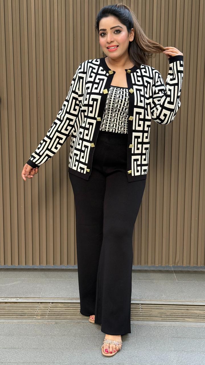 Avinya Cordset- Beige, Black, White