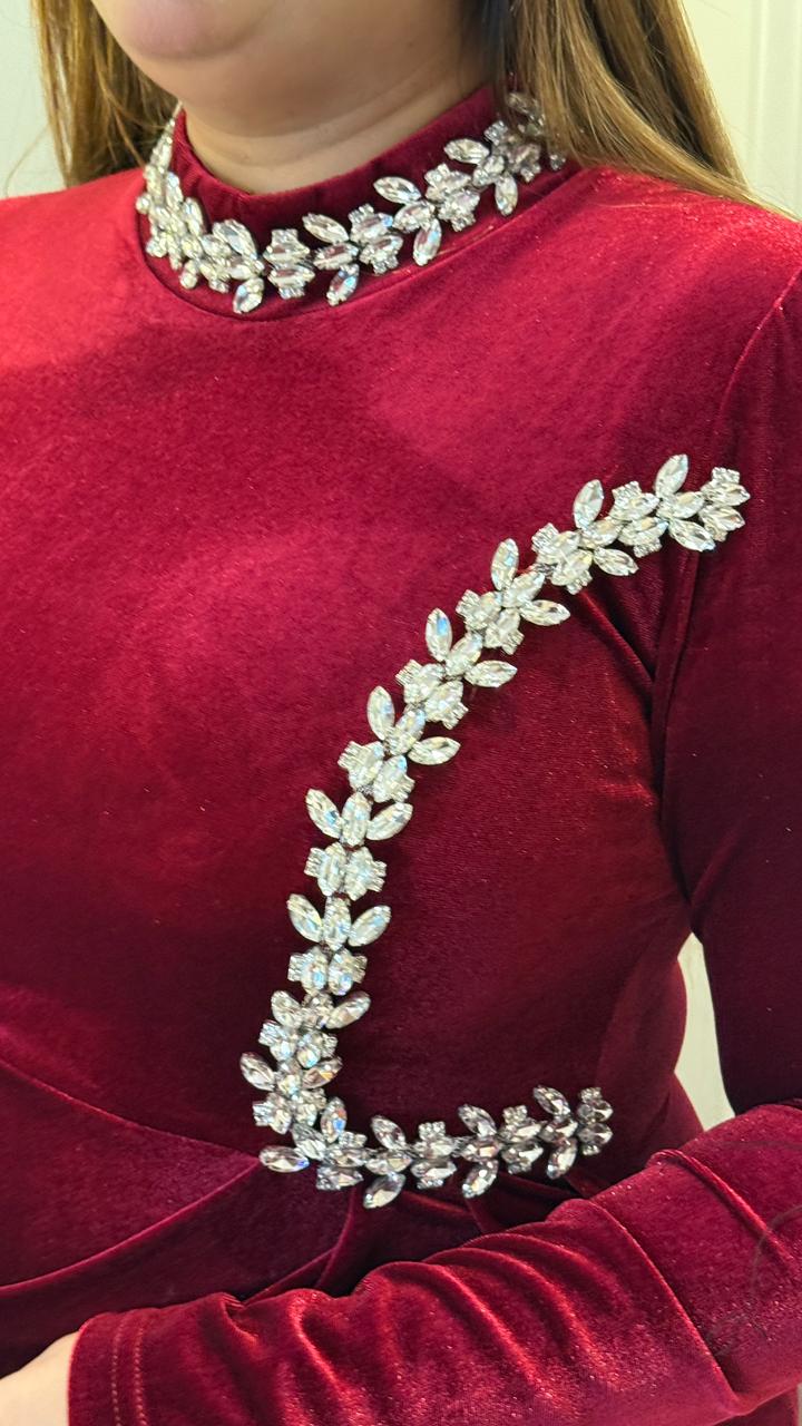 Stonelle Dress- Maroon, Black