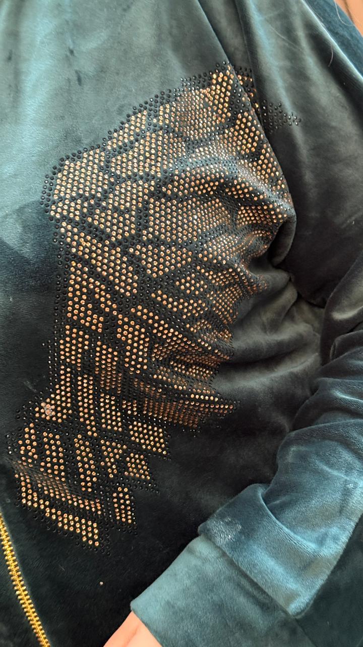 Velore Velvet Tracksuit- Green, Maroon, Black, Grey, Pink