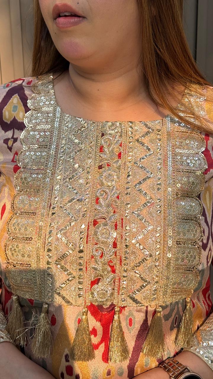 Selvina Long Kaftan- Multicolor