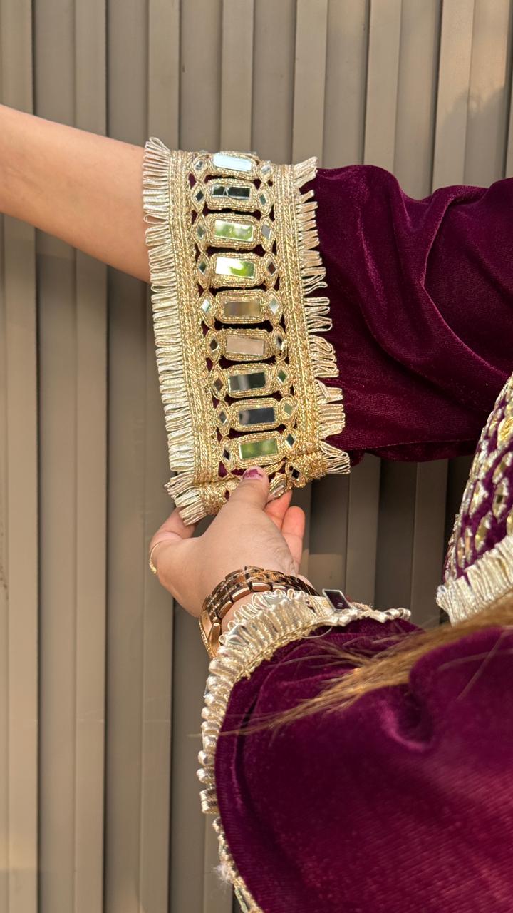 Reyamira Suit Set- Maroon, Black, Green