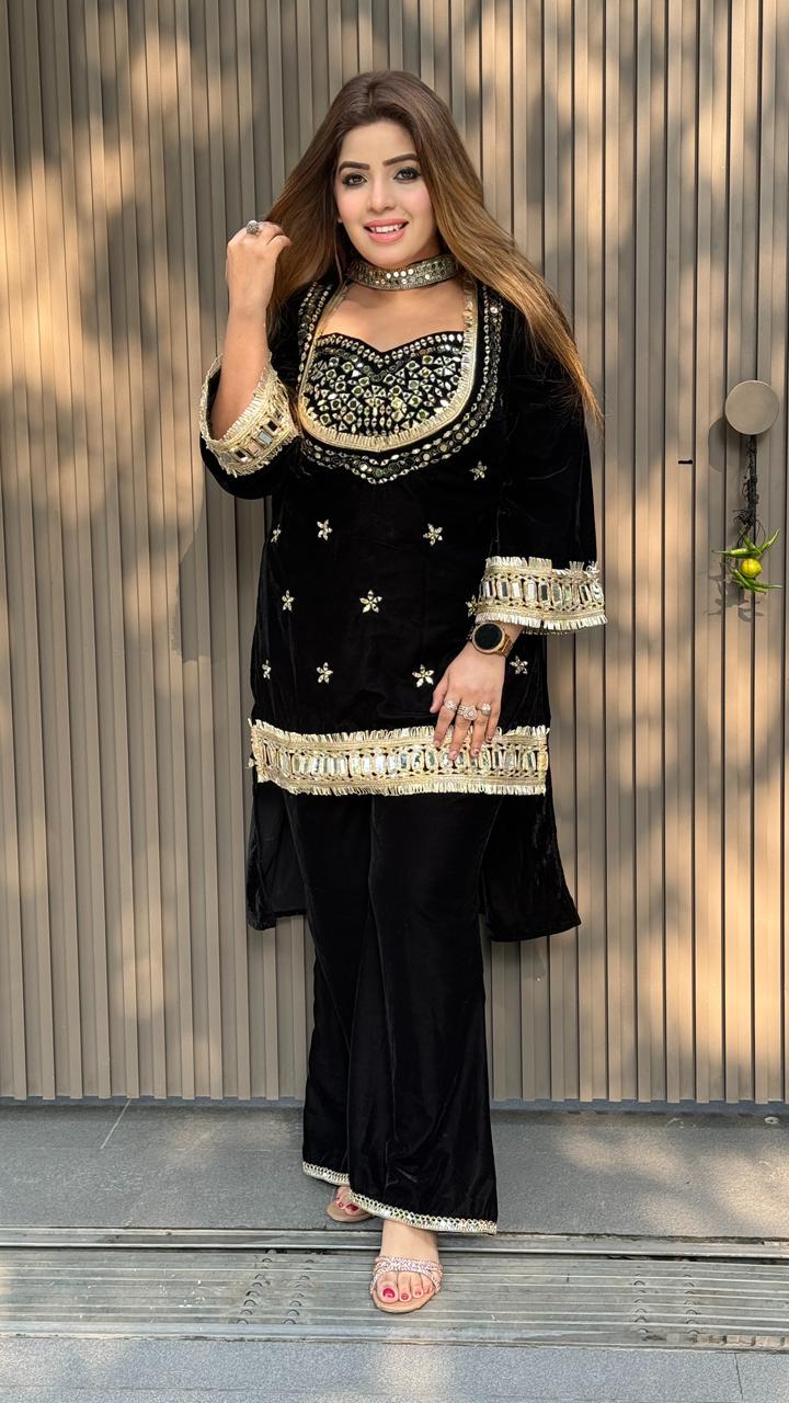 Reyamira Suit Set- Maroon, Black, Green