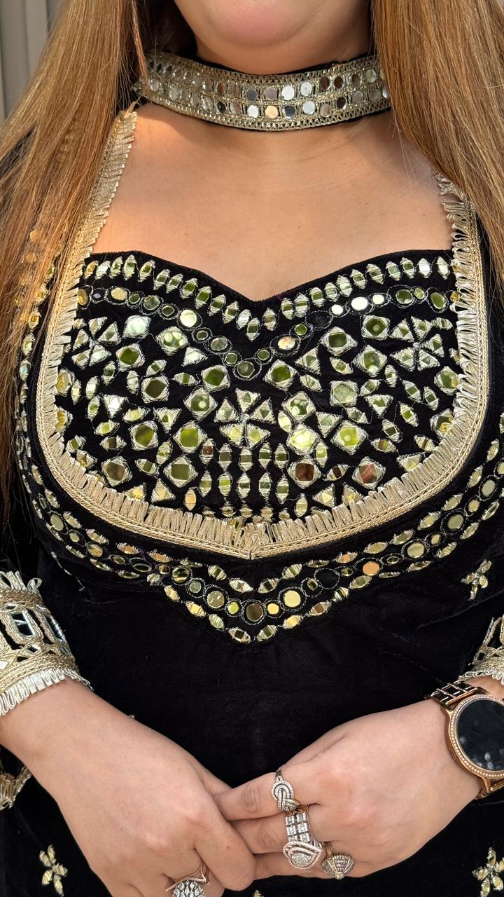 Reyamira Suit Set- Maroon, Black, Green