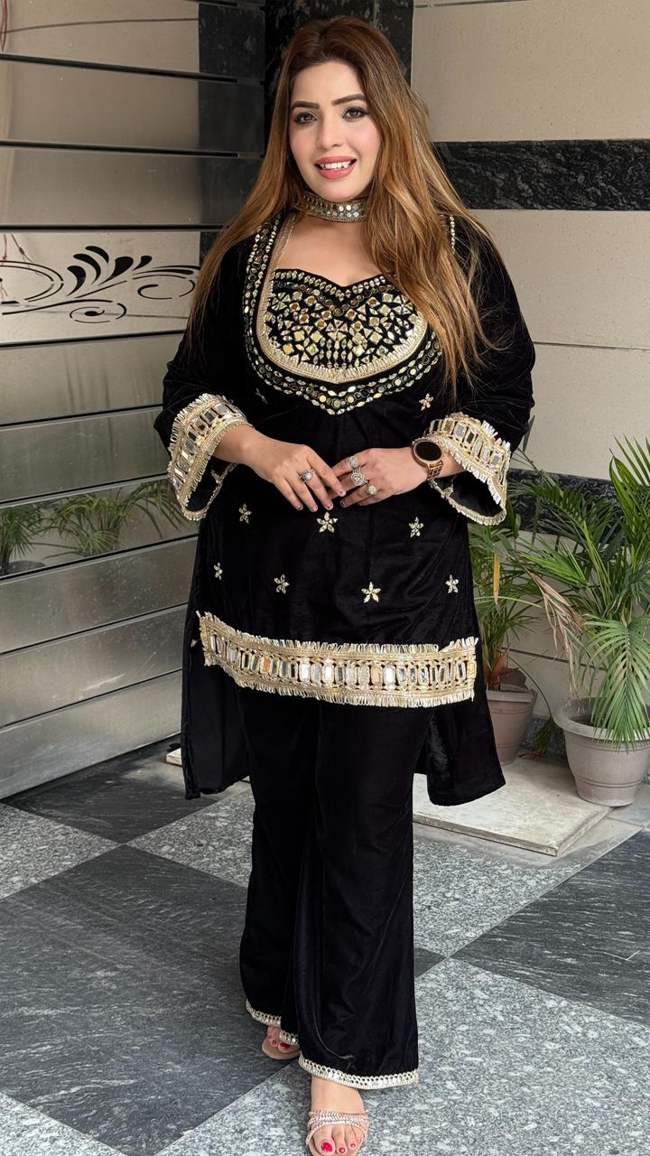 Reyamira Suit Set- Maroon, Black