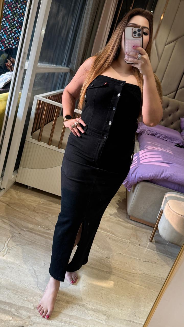 Selencia Off-Shoulder Dress- Black