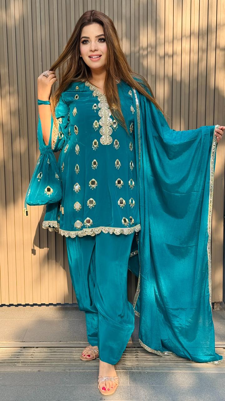 Mahveen Suit Set- Pink, Blue