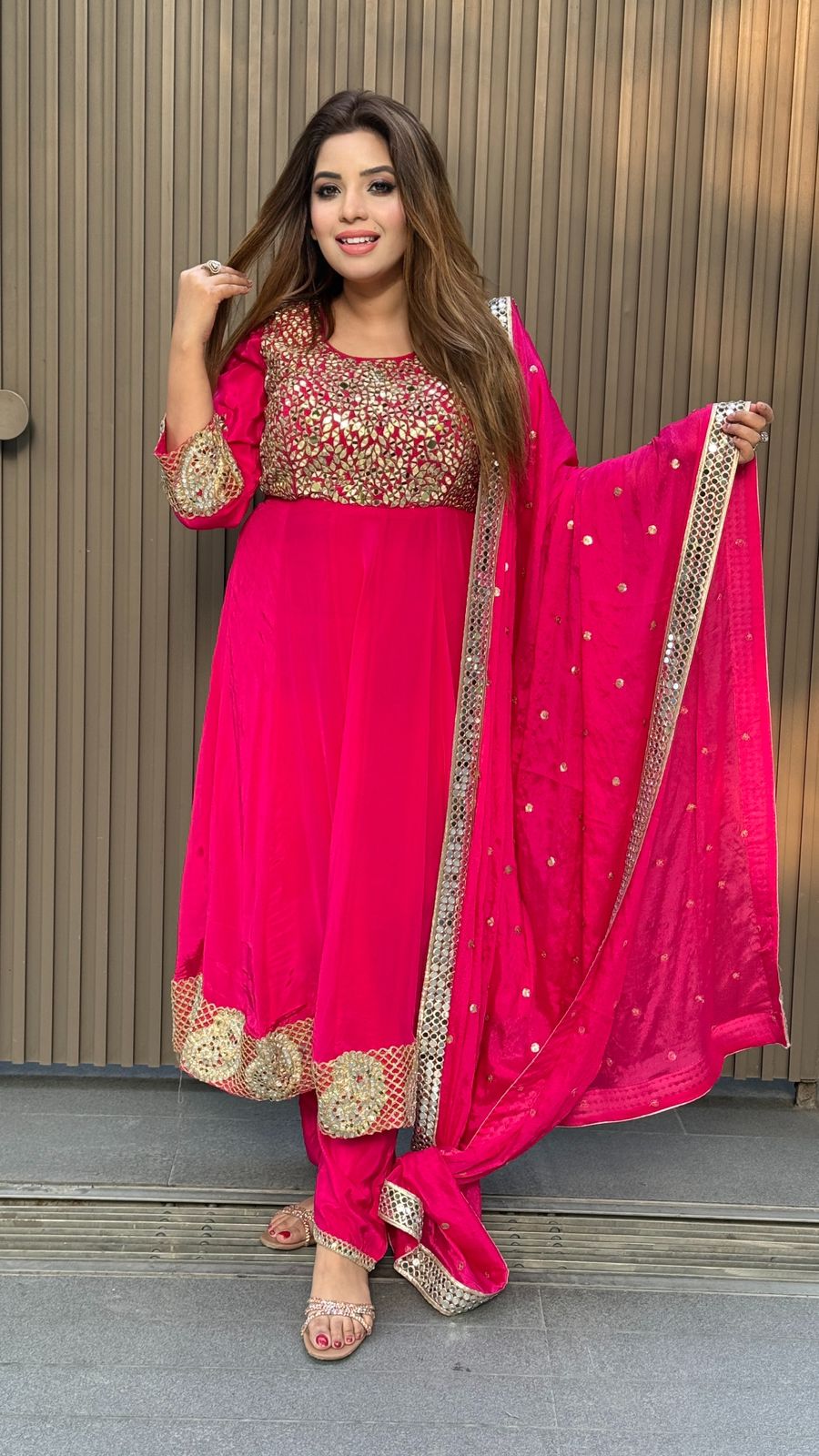 Afsheen Anarkali Suit- Black, Pink, Purple
