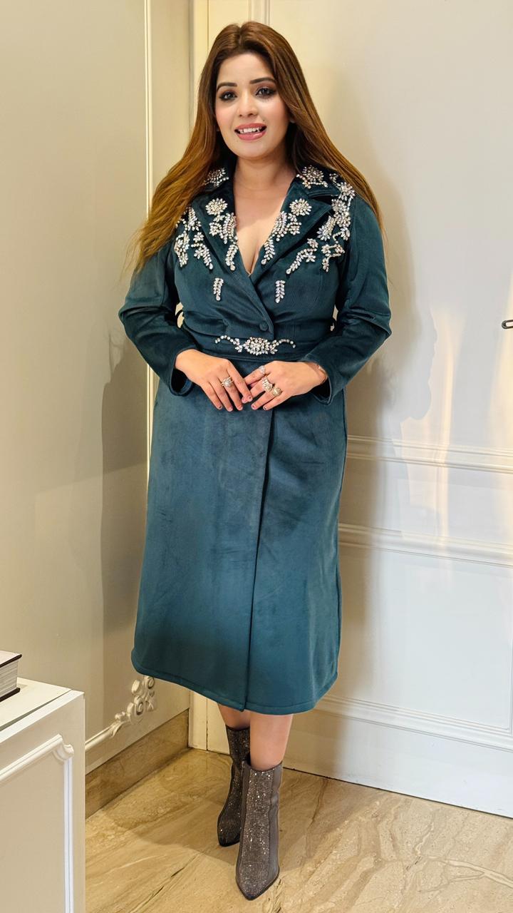 Velsara Coat Dress- Blue, Lavender, Green, Black