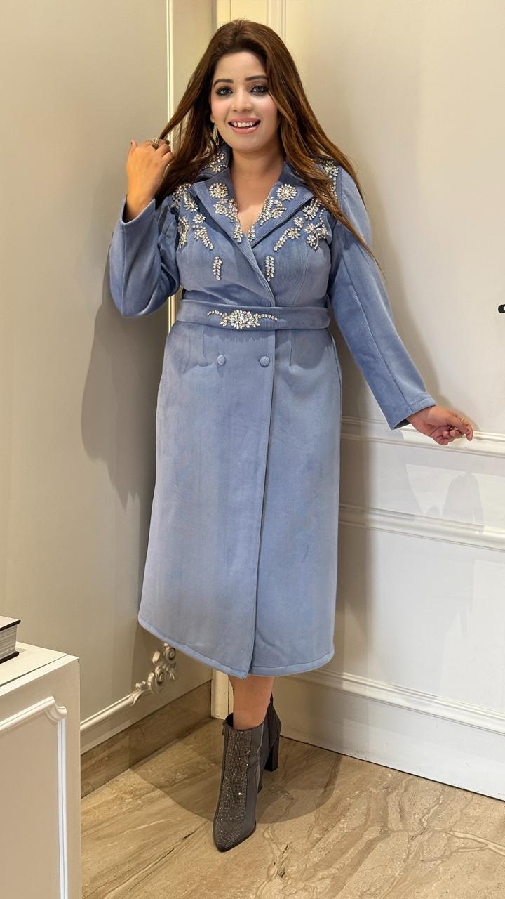 Velsara Coat Dress- Blue, Lavender, Green, Black