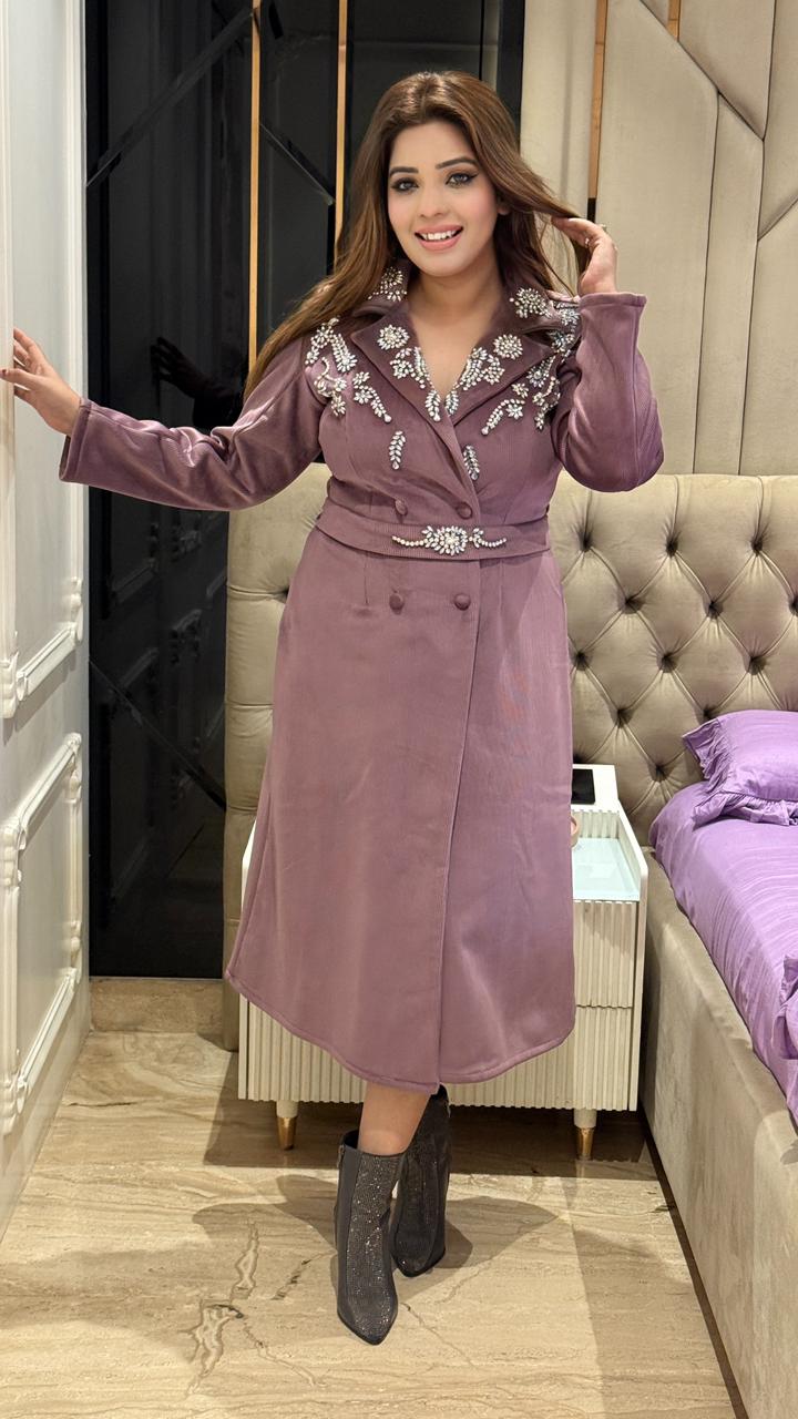 Velsara Coat Dress- Blue, Lavender, Green, Black