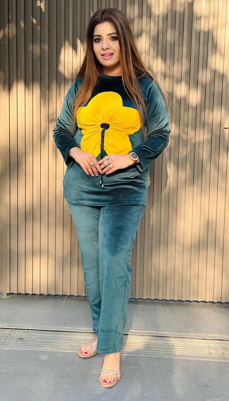 Arvella Velvet Cordset- Green Grey, Black, Yellow, Red