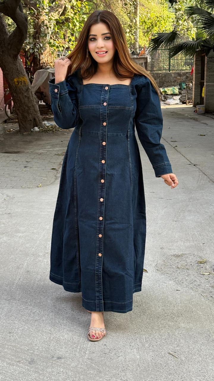 Denvora Denim Dress- Navy, Grey