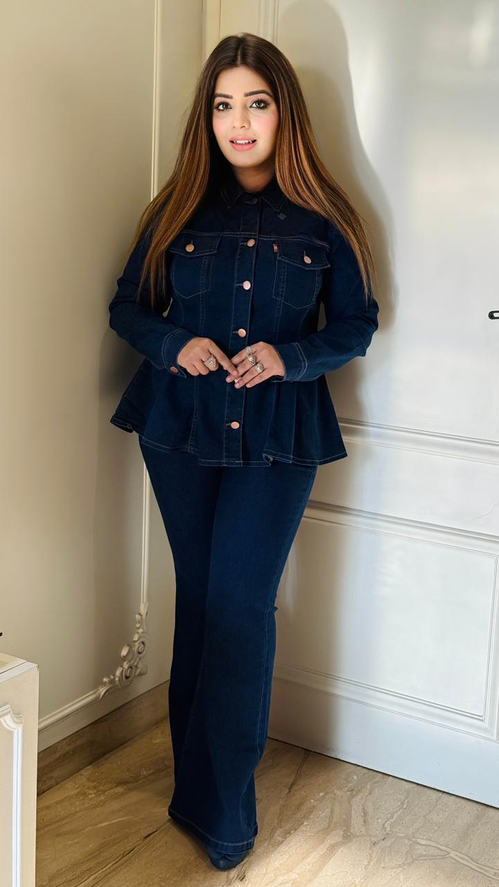 Selvina Denim Cordset- Navy, Blue