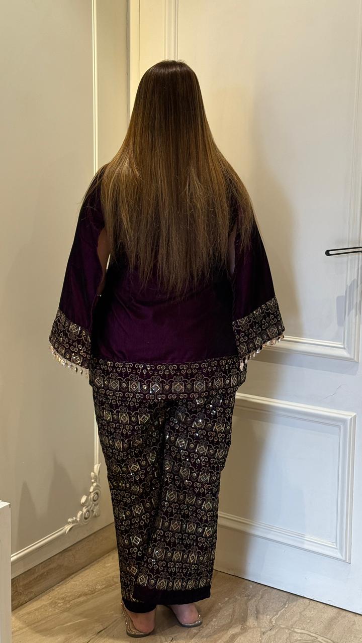 Seraphina Velvet Cordset -Wine