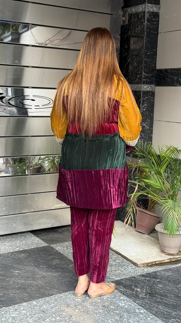 Veloura Multi-Crinkled Cordset- Mustard, Blue