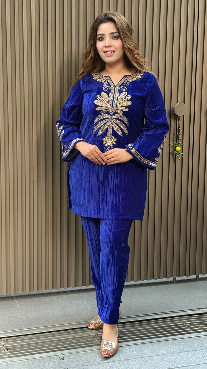 Vellara Bell Bottom Cordset- Blue, Green