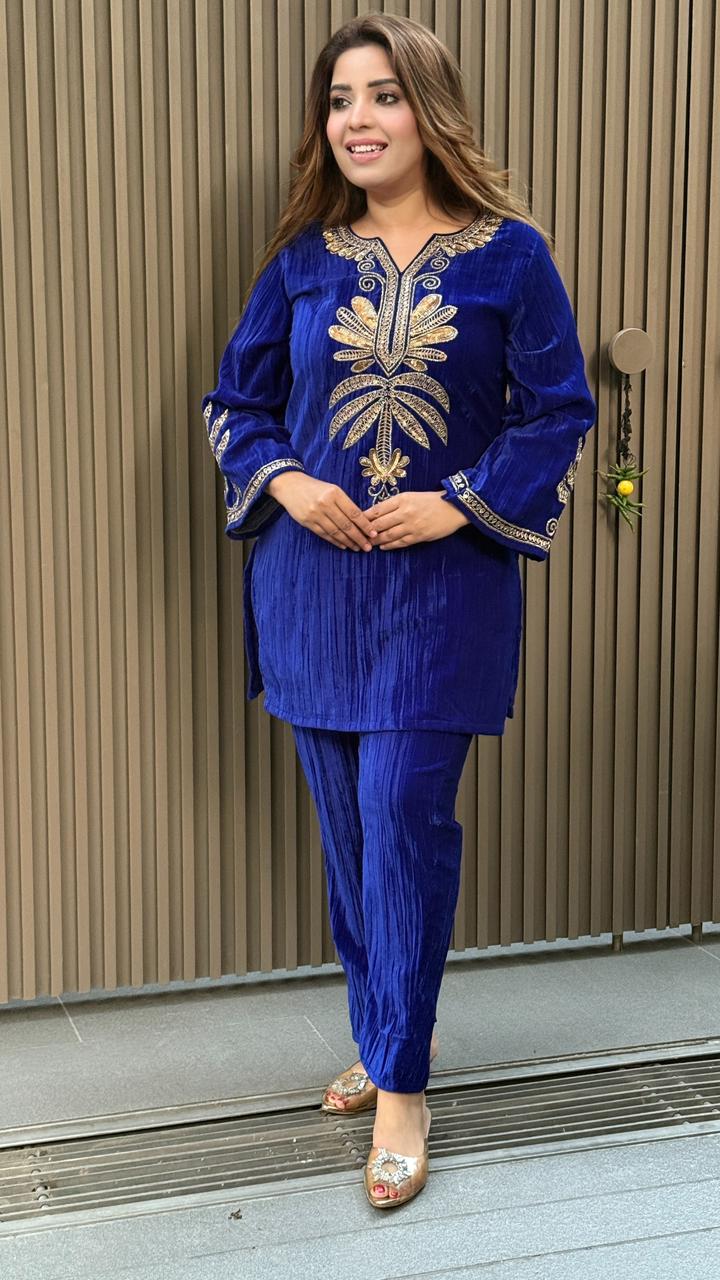 Vellara Bell Bottom Cordset- Blue, Green