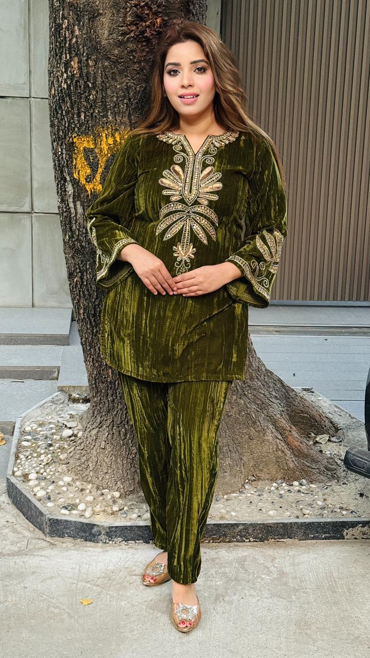 Vellara Bell Bottom Cordset- Blue, Green