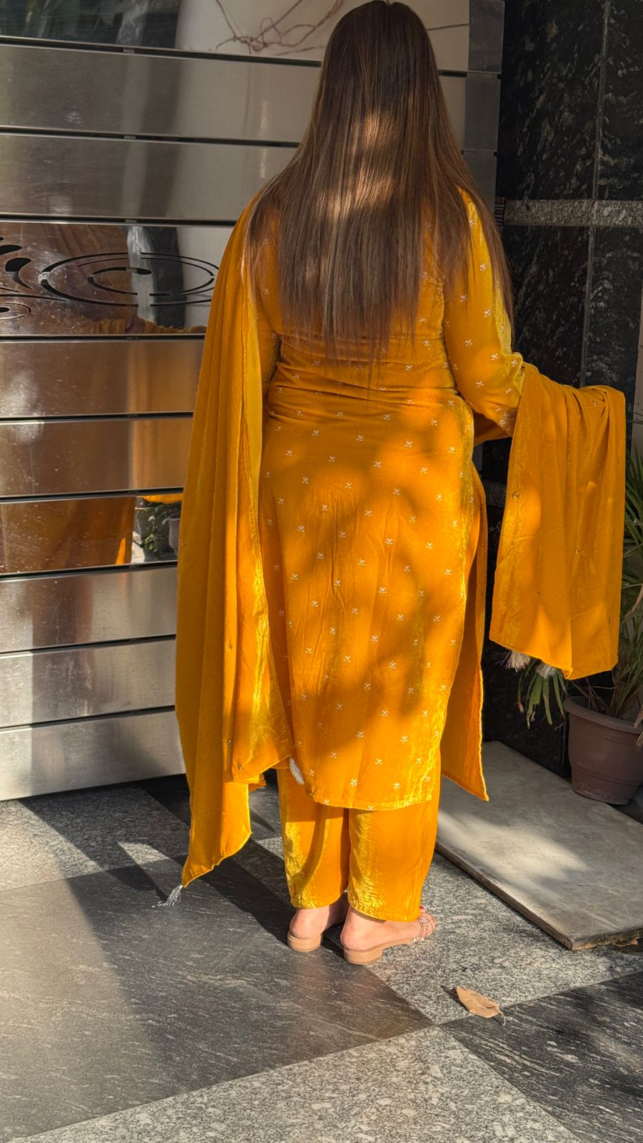 Elsinora Velvet Suit Set- Mustard