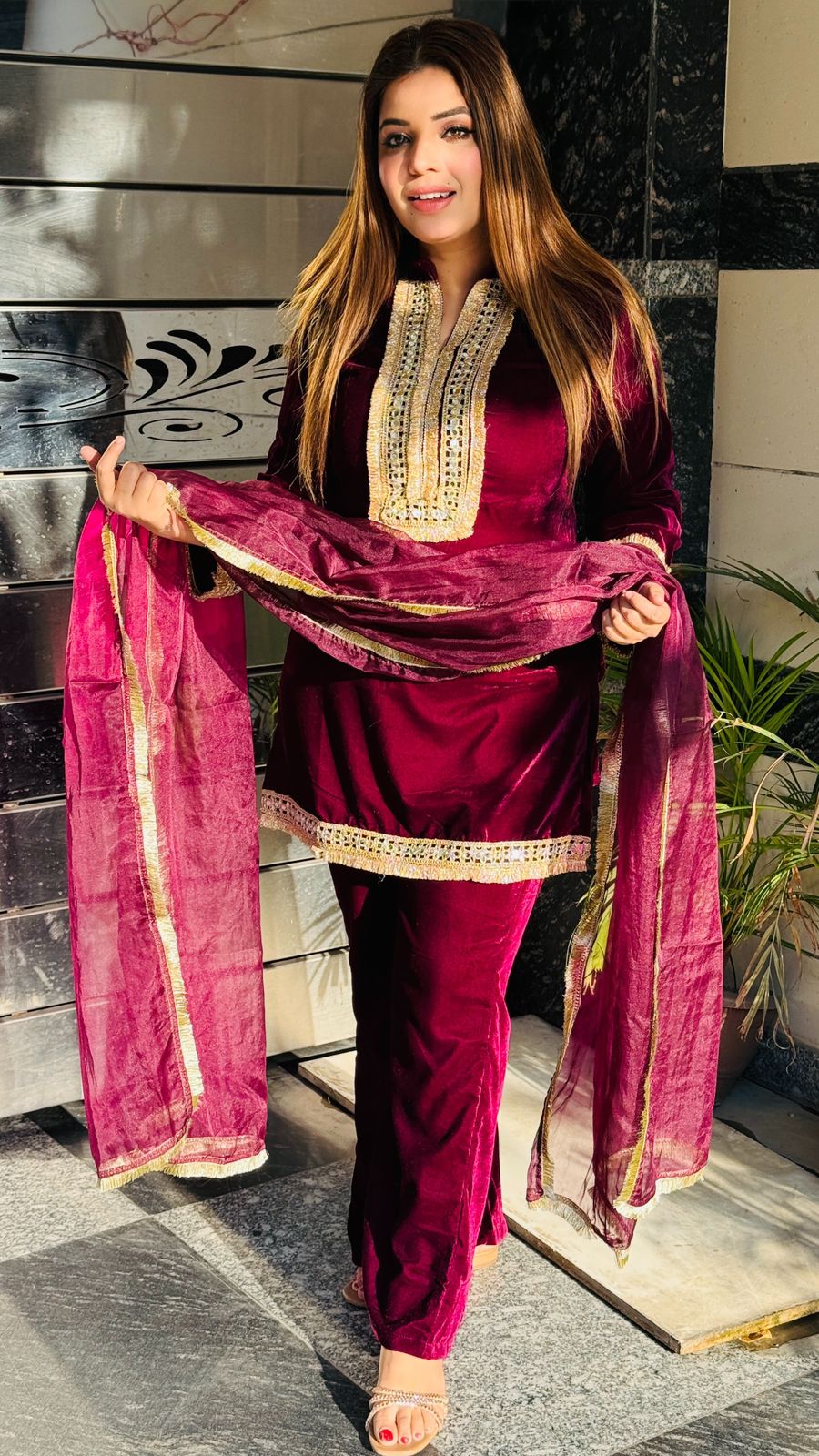 Venessa Velvet Suit Set- Grey, Purple, Black, Green