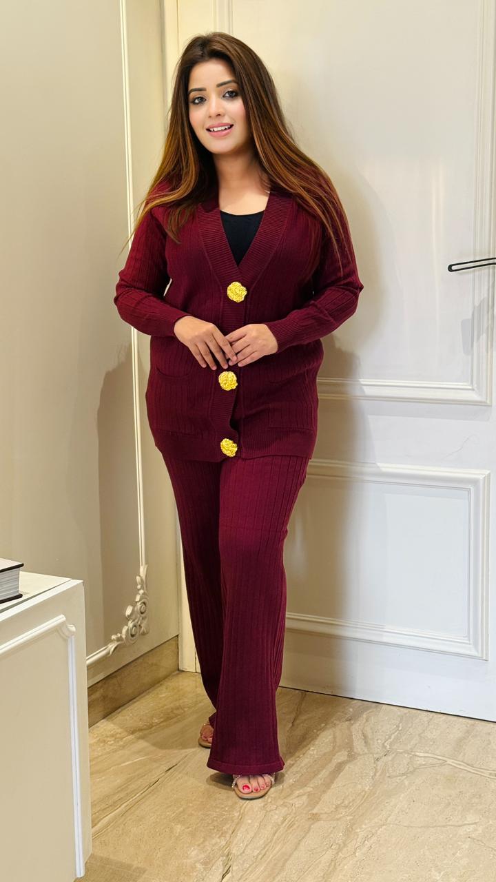 Wintara Cordset- Maroon, Beige, Black