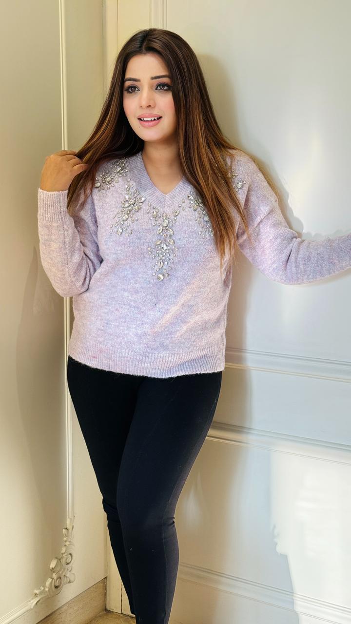 Eloria Woolen Sweater- Lavender