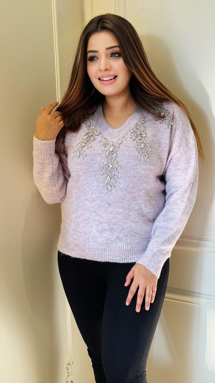 Eloria Woolen Sweater- Lavender