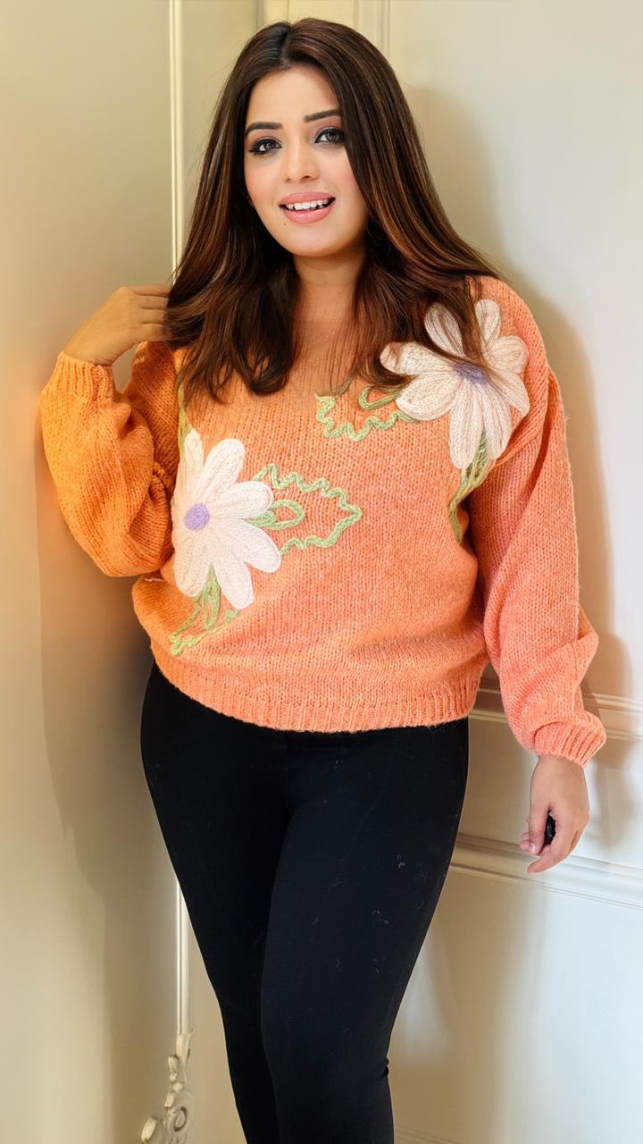 Bloome  Woolen Sweater- Orange,Black, Green