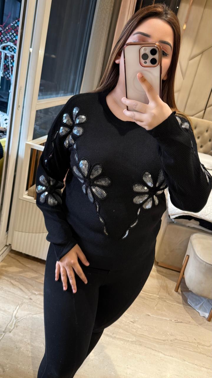 Sequinam Netting Top- Pink, Black