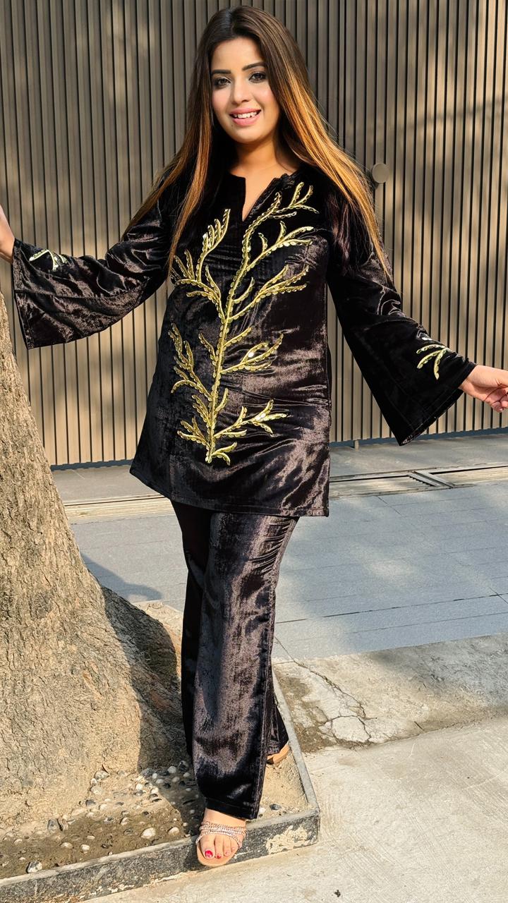 Bellvora Bell Bottom Cordset- Black, Green, Purple