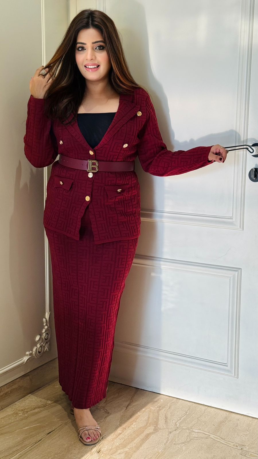 Derin Warm Cordset- White, Maroon, Biege, Brown