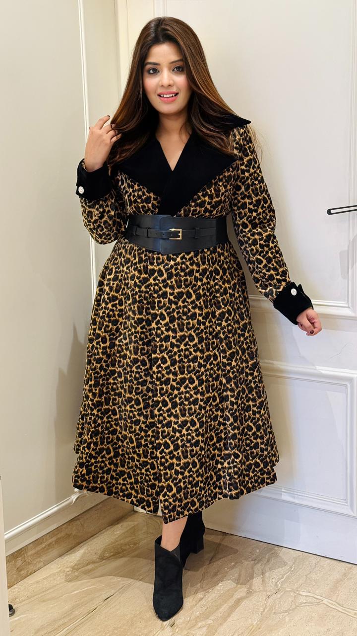 Arven Warm Long Leopard Coat