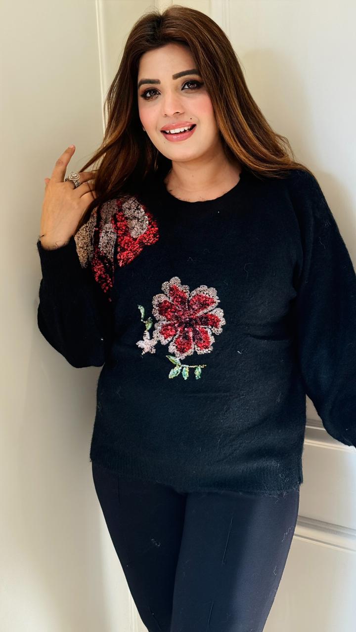 Tulin Woolen Sweater- Beige, Black