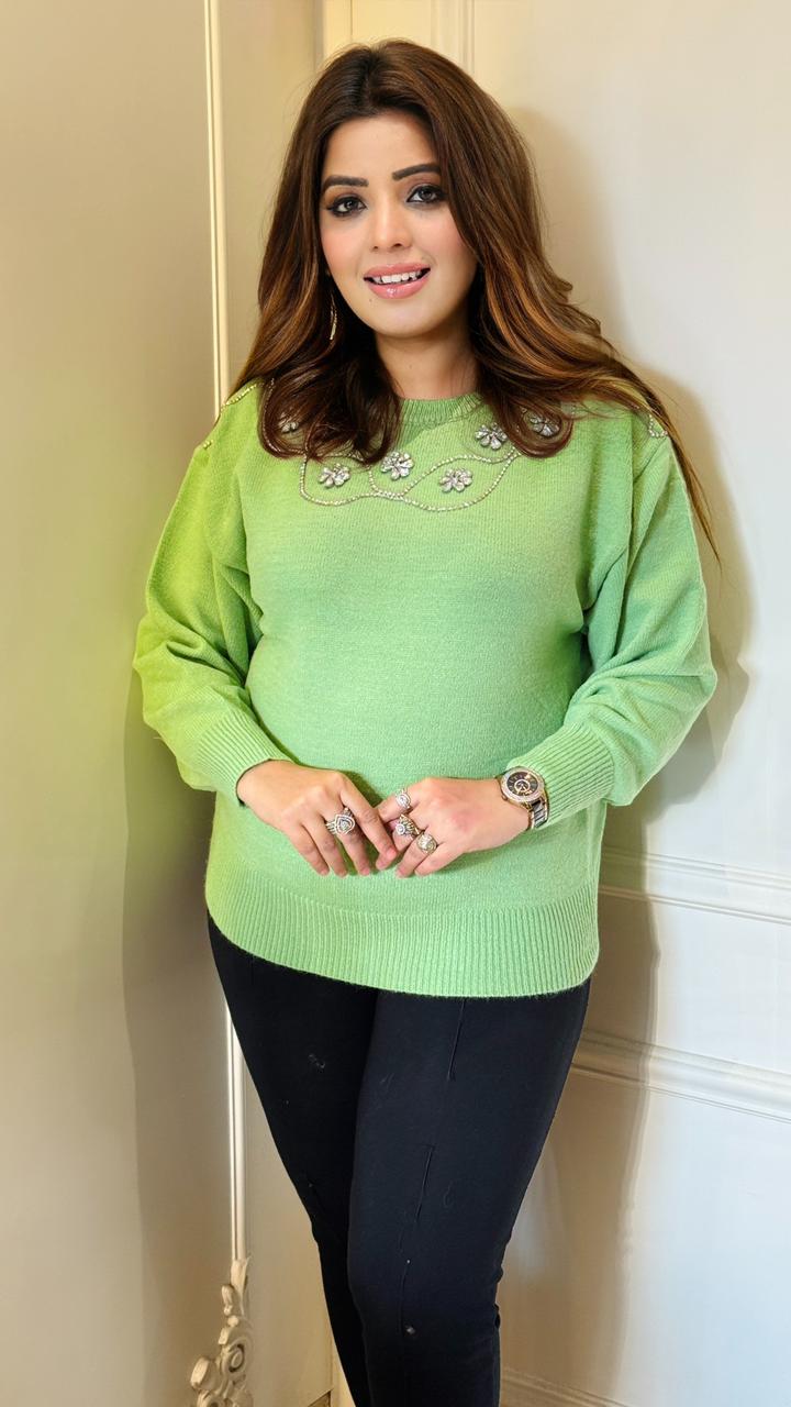 Nilay Woolen Sweater- Yellow, Green