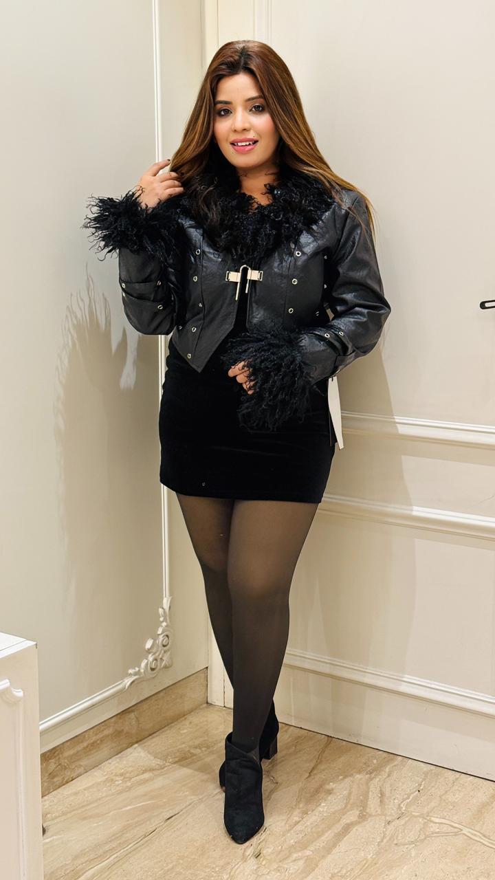 Feraye Leather Coat- Black, Brown