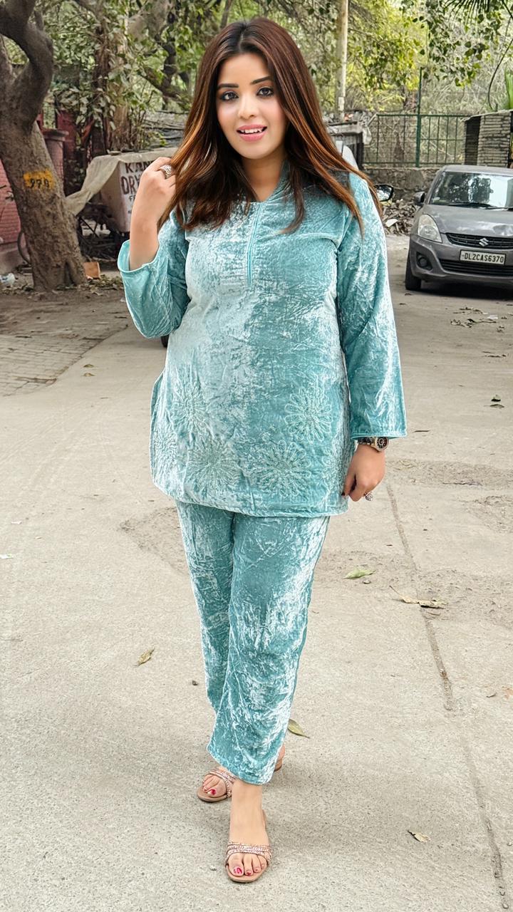 Liyana Velvet Cordset- Blue