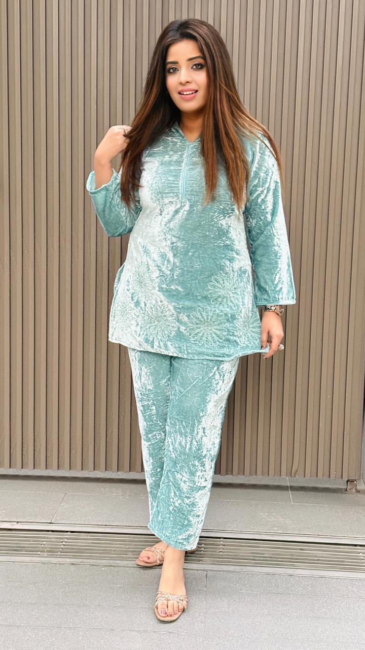 Liyana Velvet Cordset- Blue