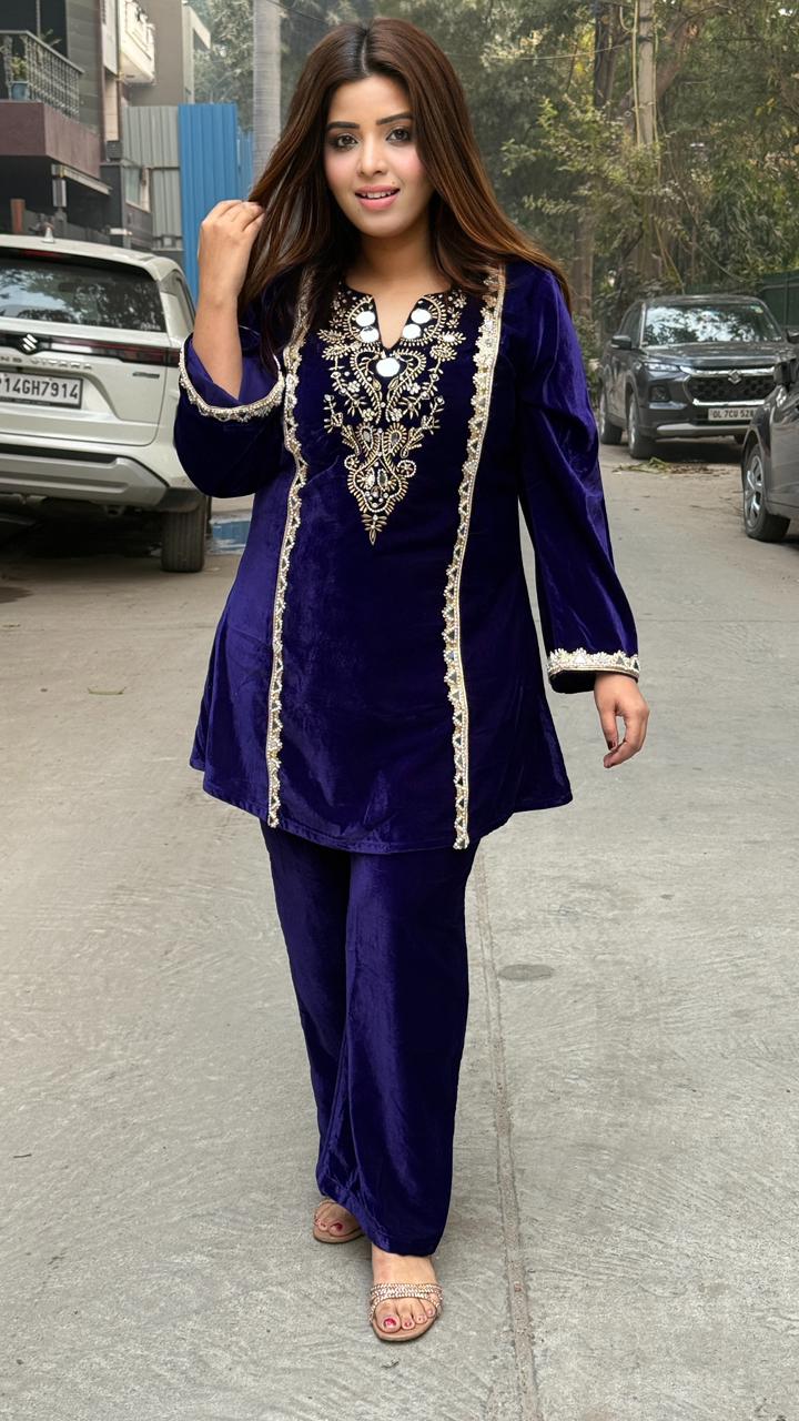 Nehiraz Velvet Cordset- Black, Purple