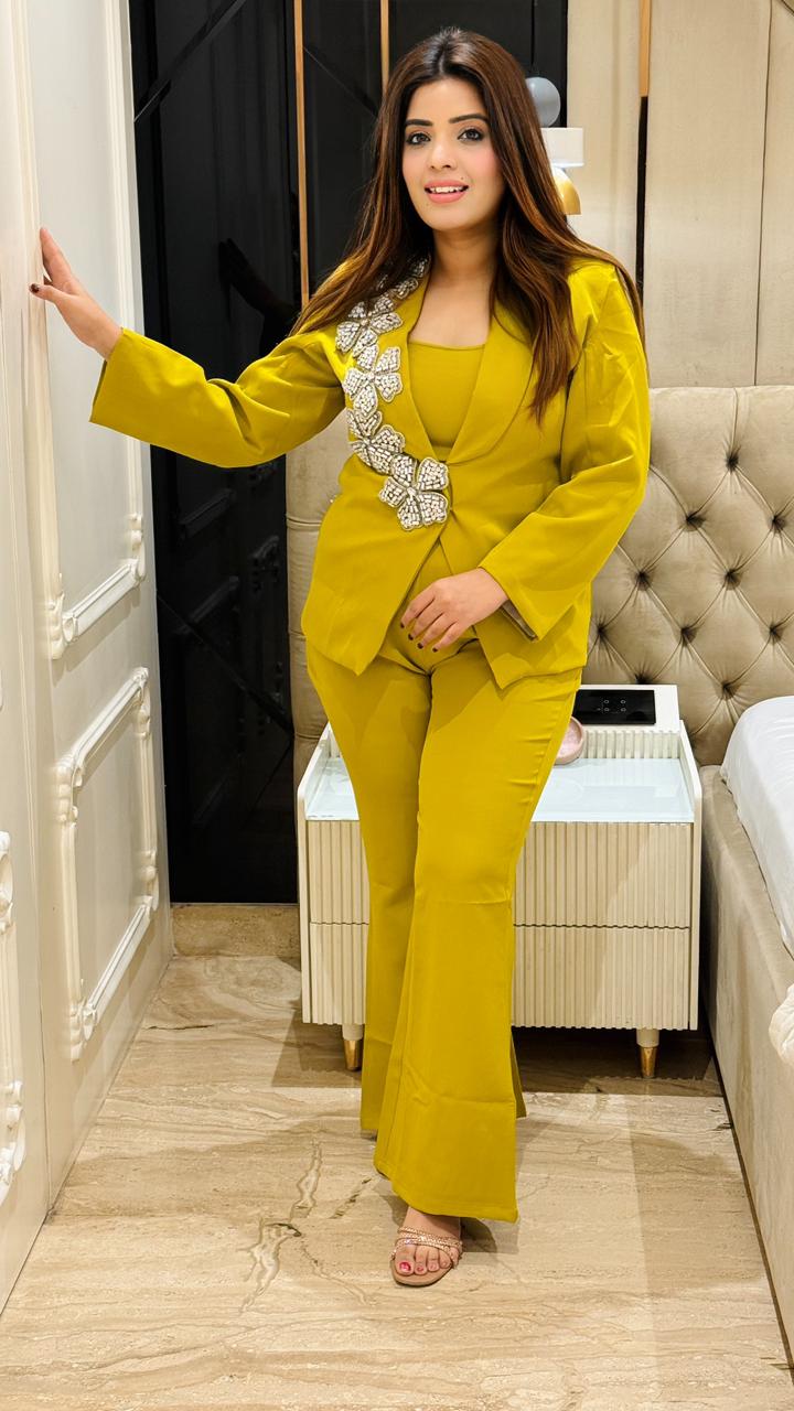 Arelia 3-Piece Cordset- Purple, Black, Yellow