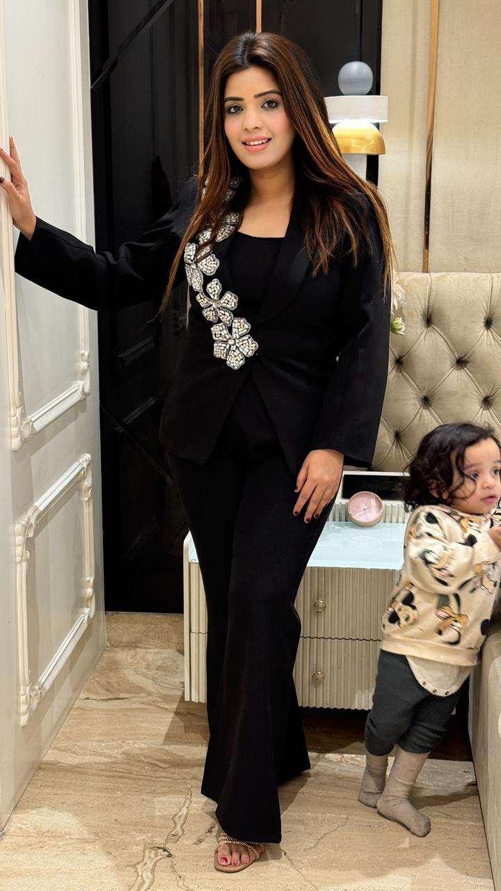 Arelia 3-Piece Cordset- Purple, Black, Yellow