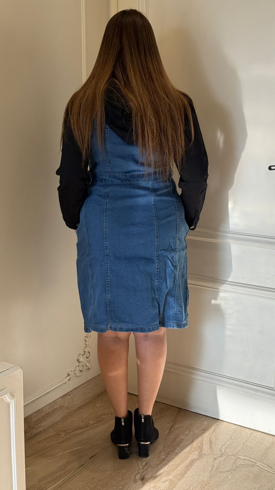 Aysira Denim Midi Dress- Navy, Blue