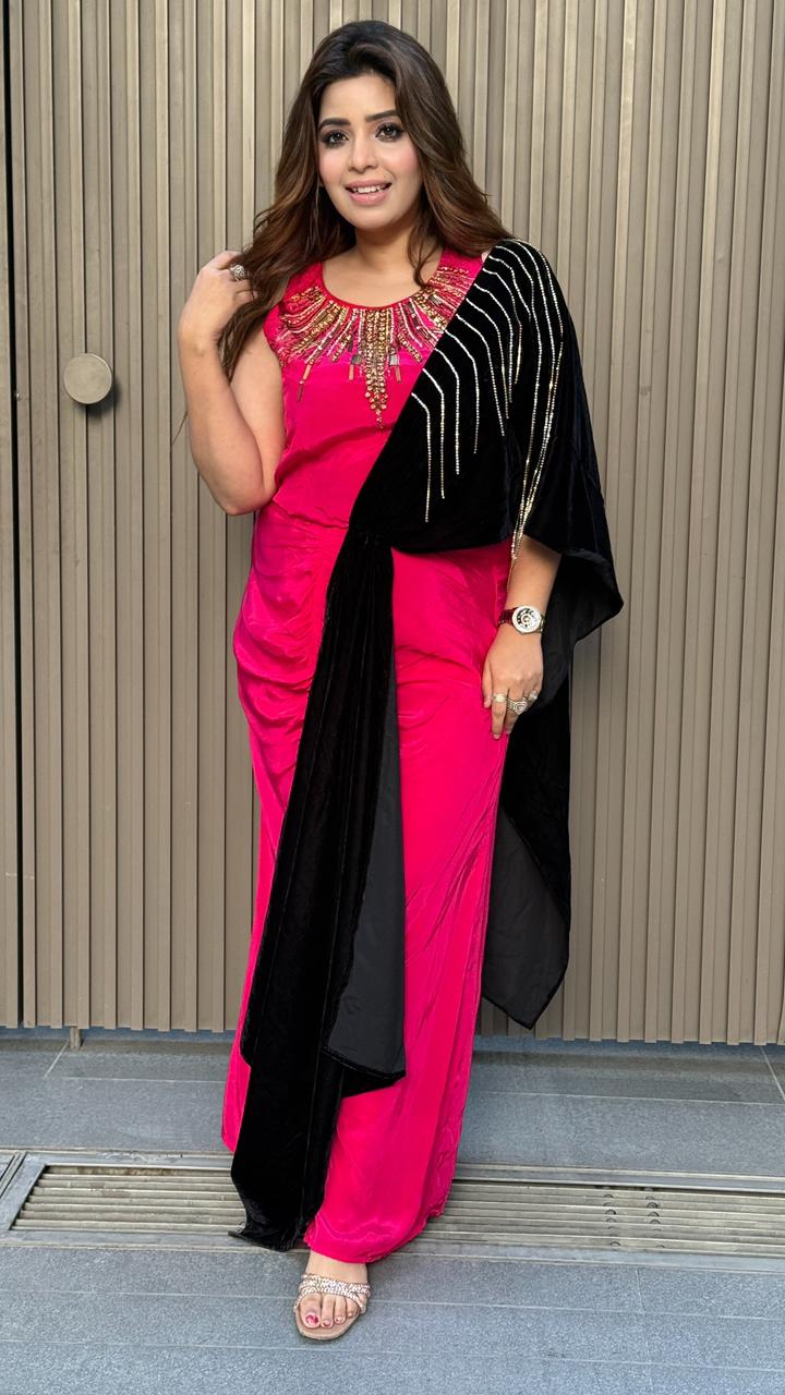 Lalira Drape Skirt- Blue, Pink